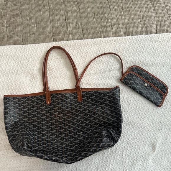 Handbags - Black and Brown canvas logo tote